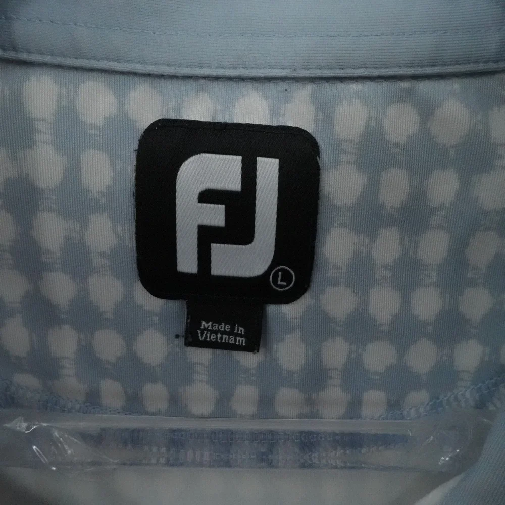 FootJoy Polo‎ Mens L Gray Geometric Whisper Rock Golf Performance Stretch Casual
